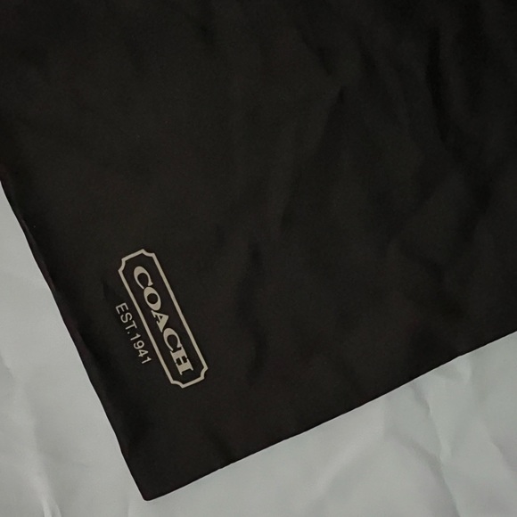 Large dark brown Coach satin dust bag for purse storage. Drawstring closure. - Picture 7 of 7